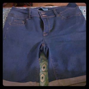 Some light blue shorts